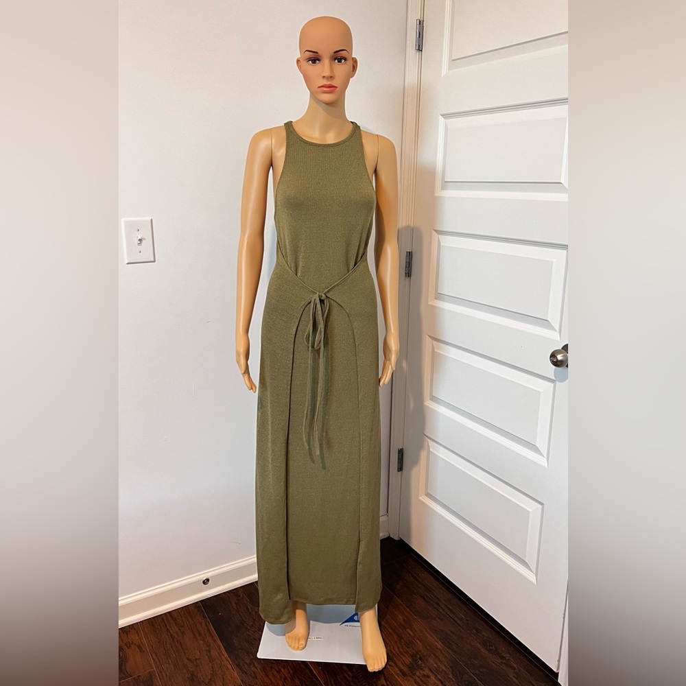 Green Tie Front Split Thigh Dress | Size L